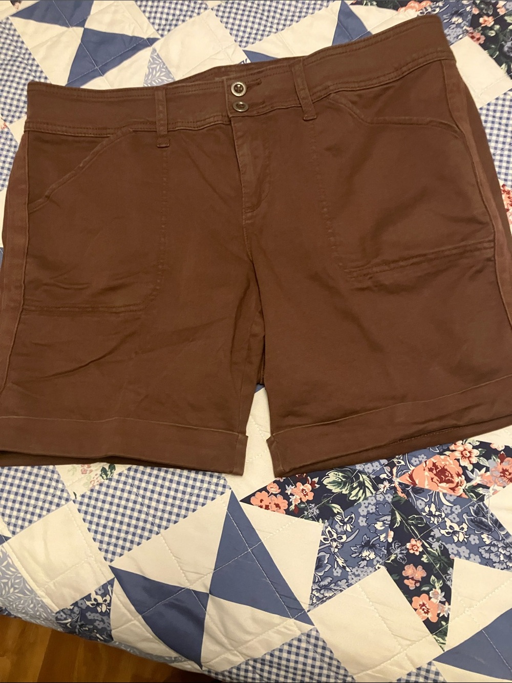 Torrid Brown Roll-Cuff Utility Bermuda Shorts